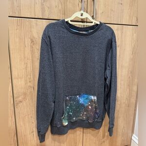On The Byas Gray Cosmic Galaxy Crewneck Sweatshirt
